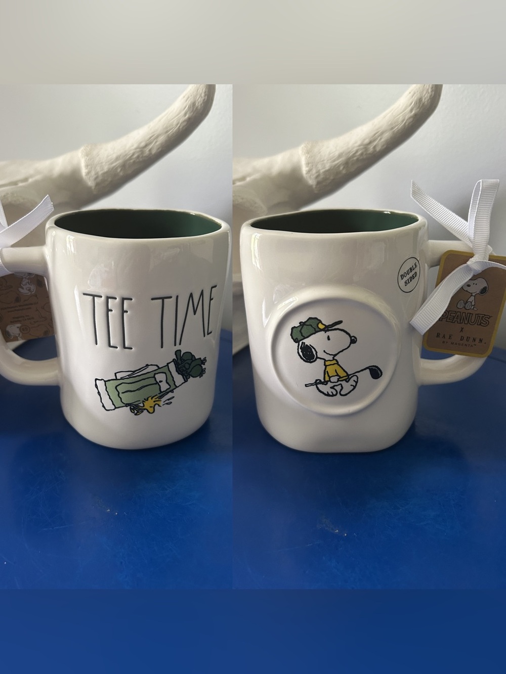 Rae Dunn Peanuts Snoopy Tee Time Double Sided Mug